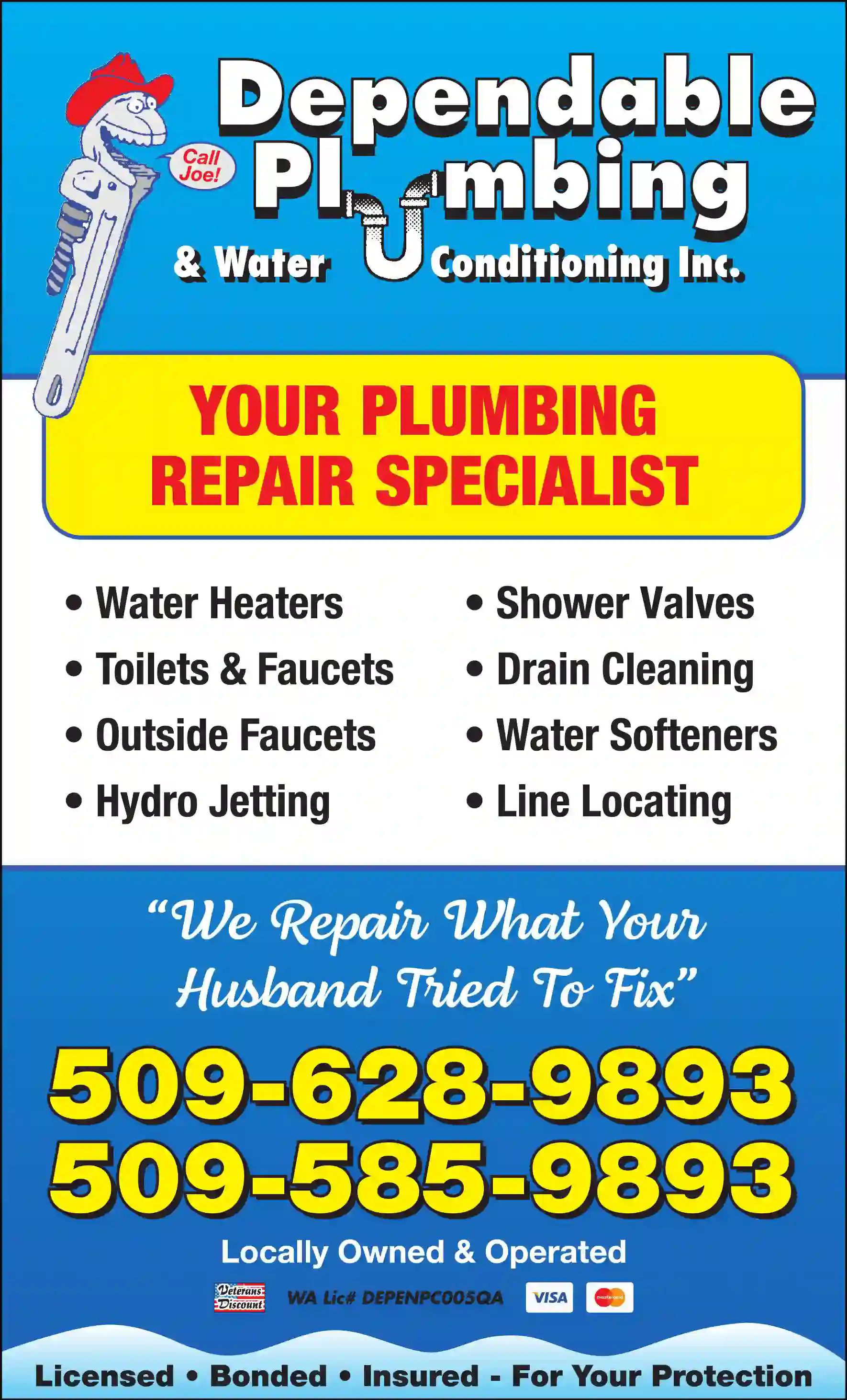 Plumbing Contractors print ad for Dependable Plumbing & Water Conditioning Inc