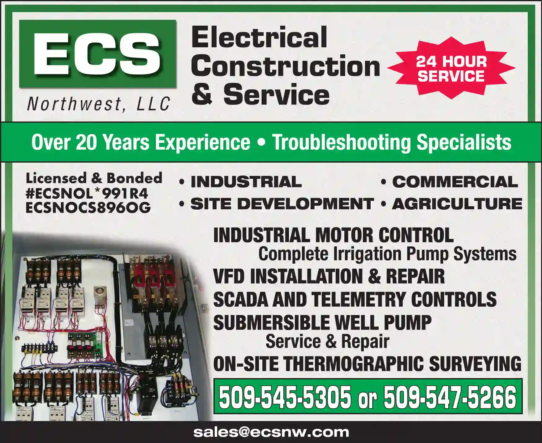 Electric Contractors print ad for ECS Northwest LLC