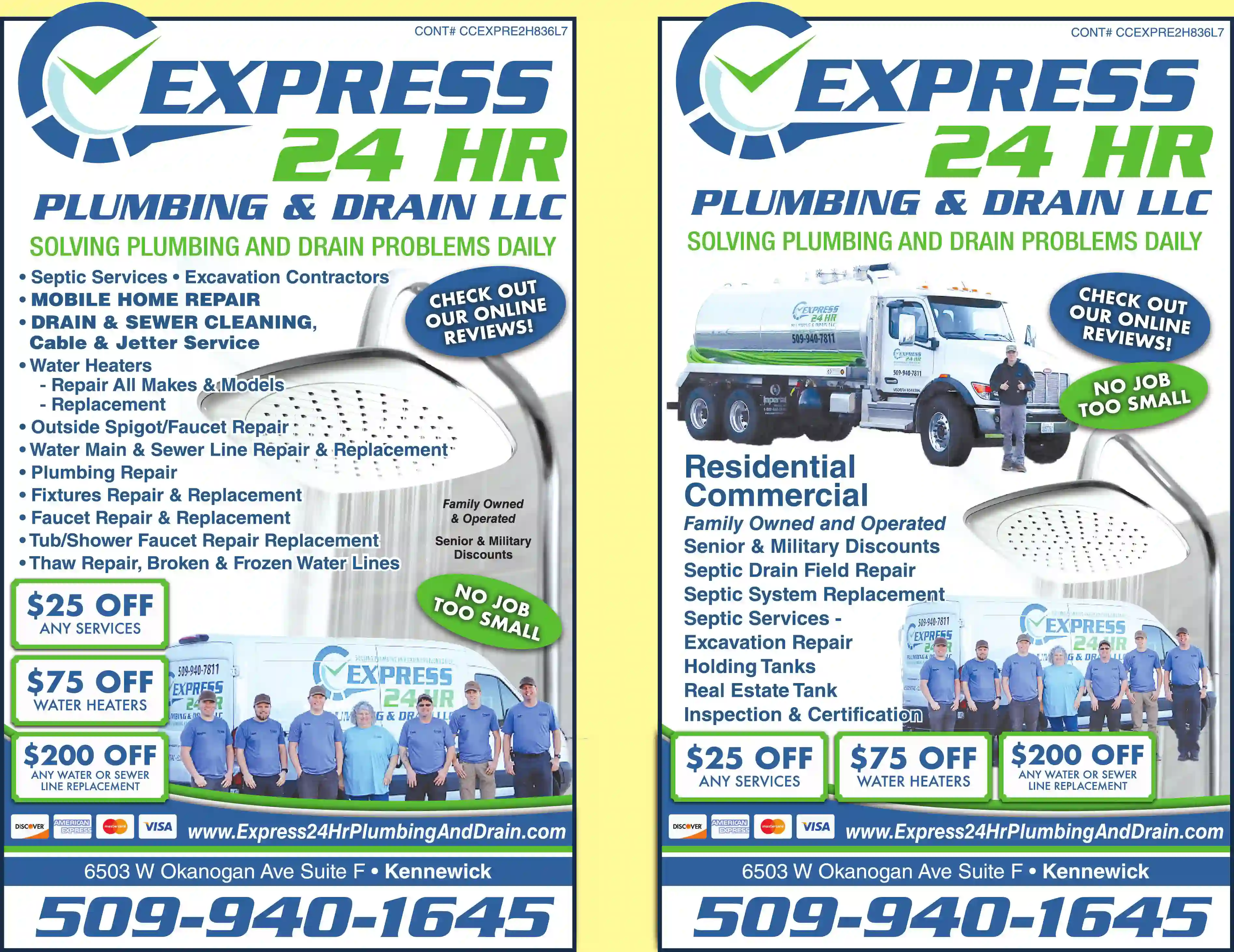 Plumbing Contractors print ad for Express 24 Hr Plumbing & Drain LLC