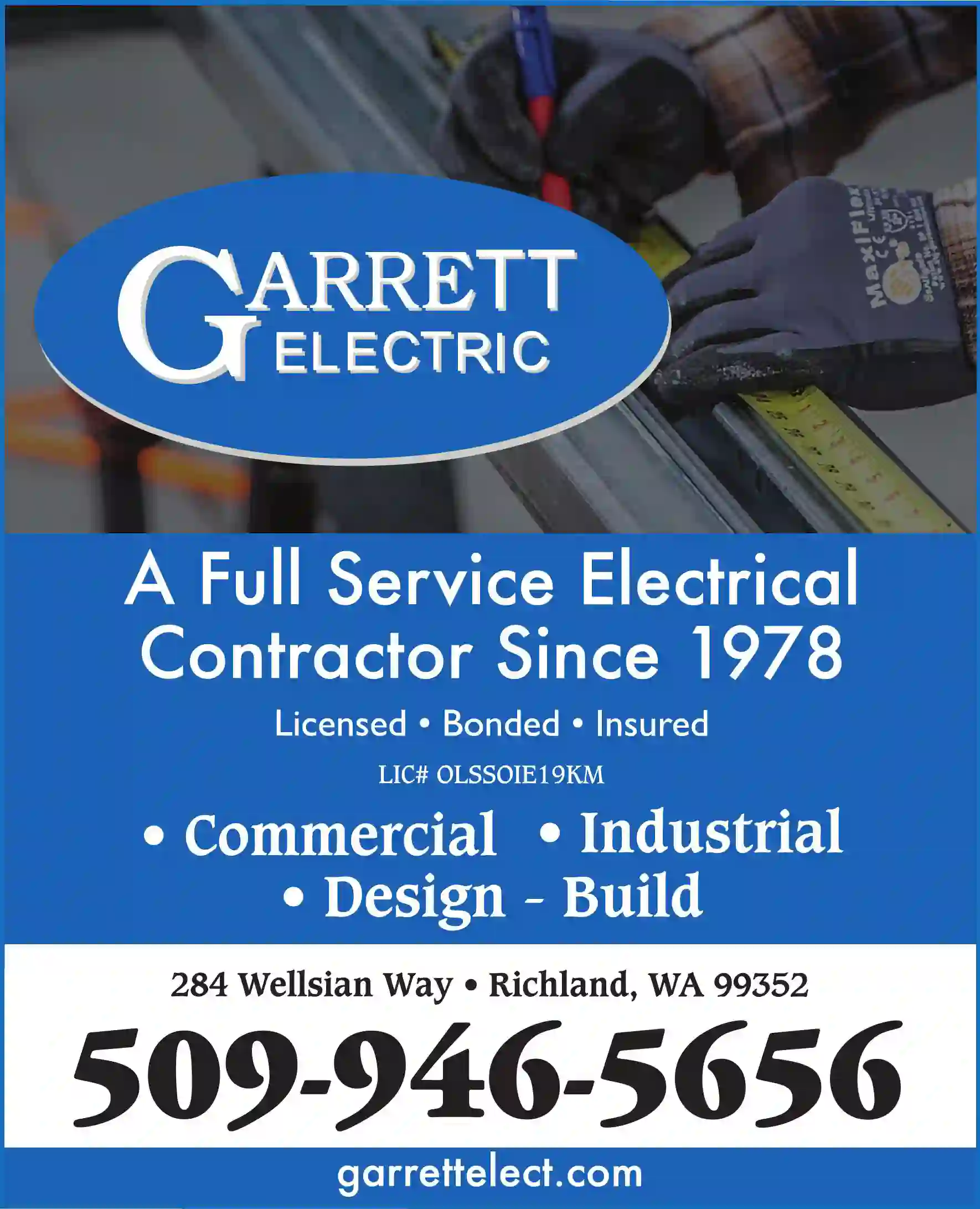 Electric Contractors print ad for Garrett Electric
