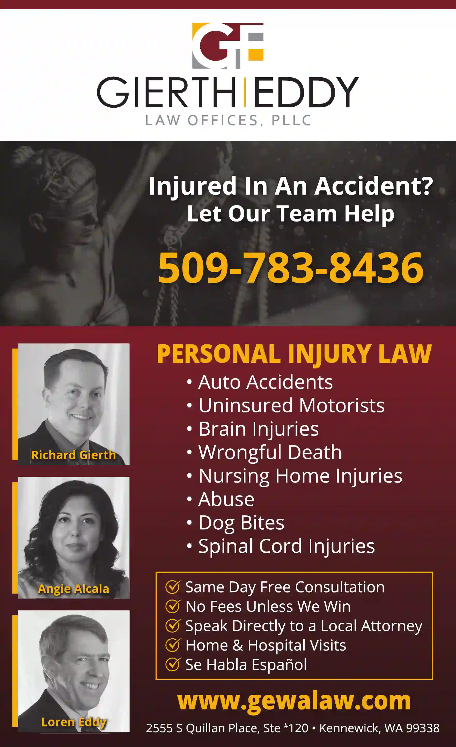 Attorneys print ad for Gierth Eddy Law Offices PLLC