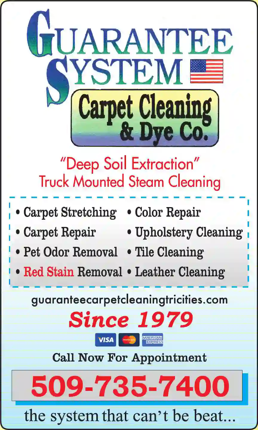 Carpet & Upholstery Cleaners print ad for Guarantee System Carpet Cleaning & Dye Company