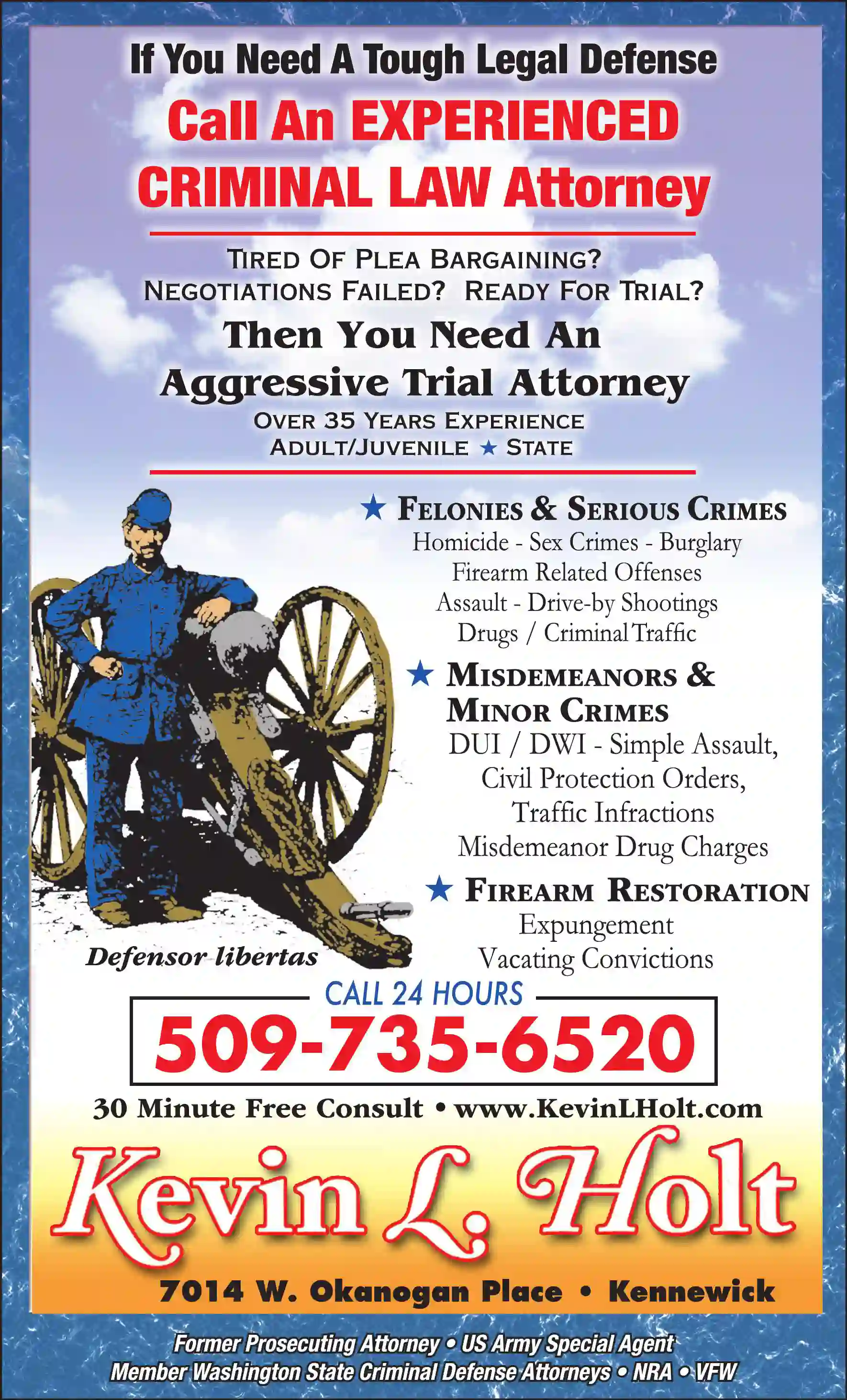 Attorneys print ad for Holt Kevin L Attorney At Law