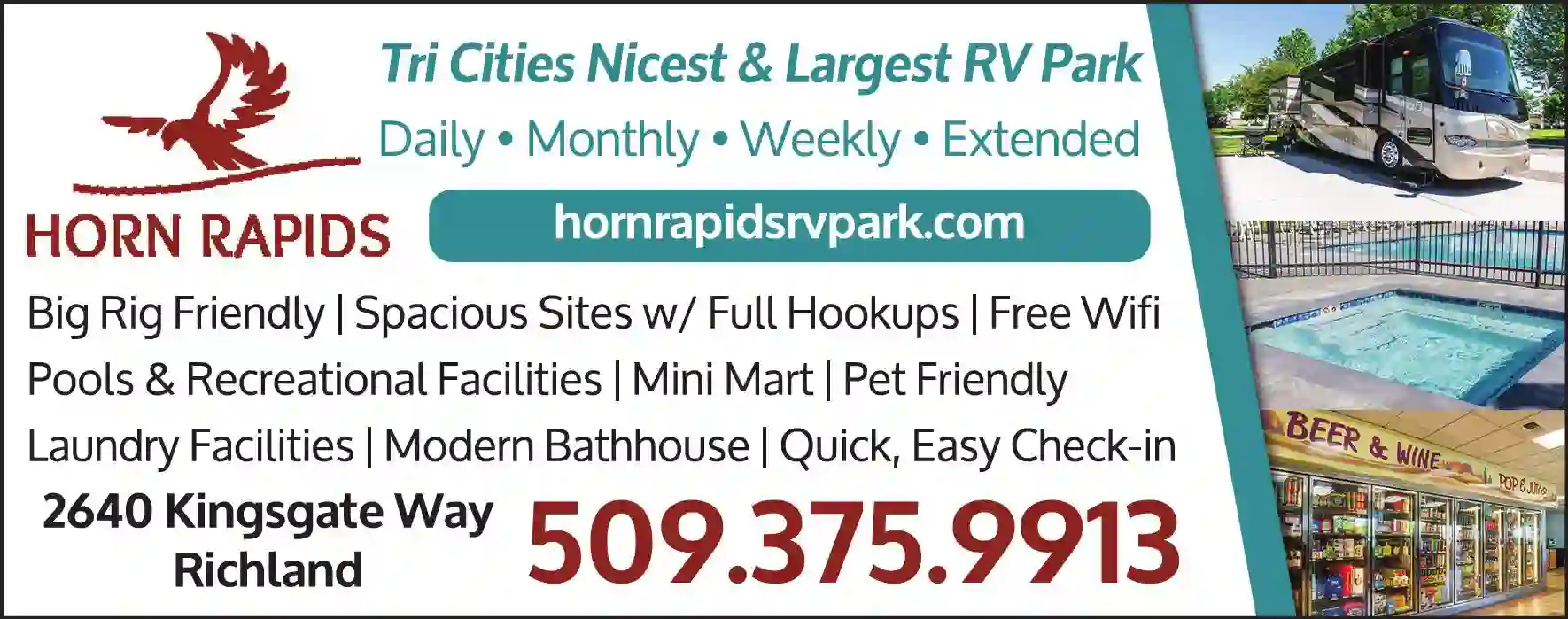 Recreational Vehicles - Parks print ad for Horn Rapids RV Resort