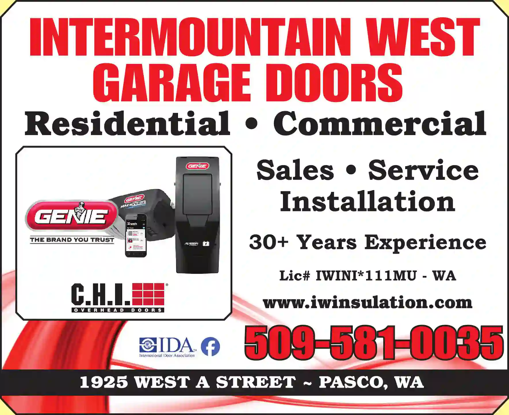 Garage Doors & Openers print ad for Intermountain West Garage Doors