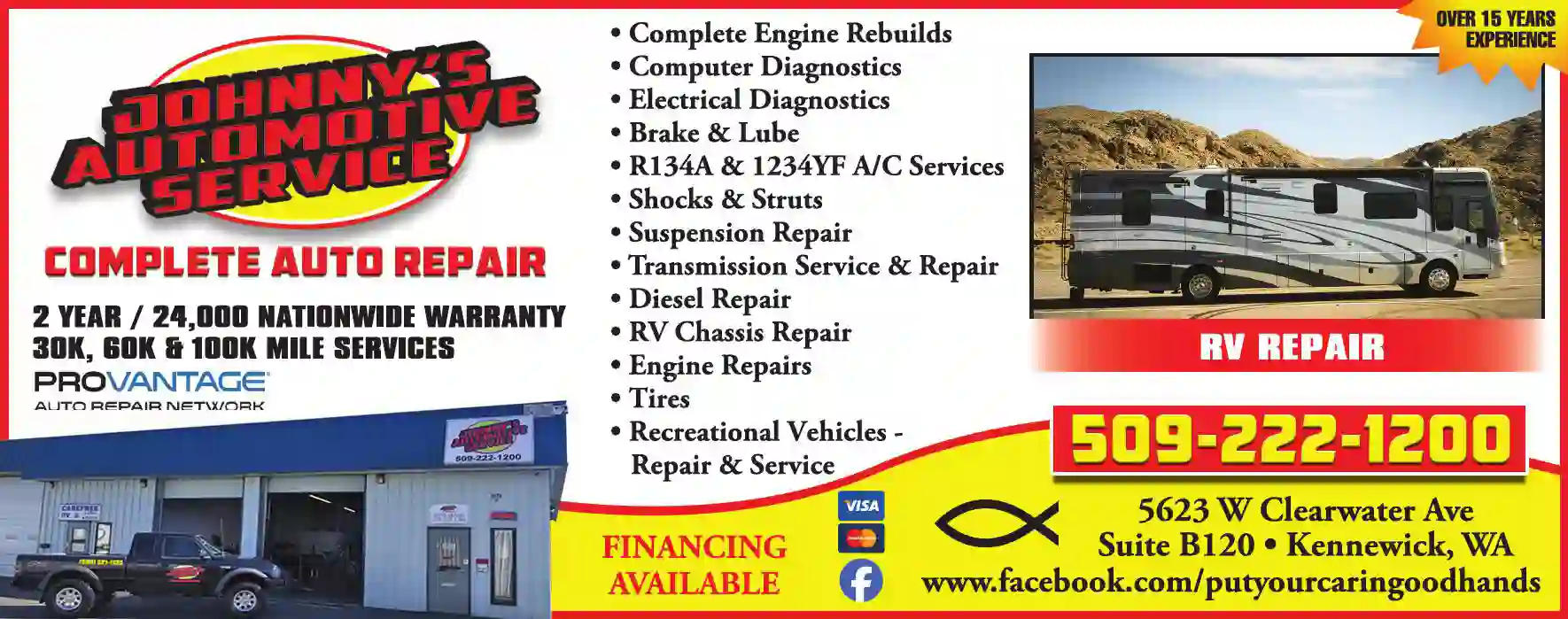 Auto Repair & Service print ad for Johnny's Automotive Service