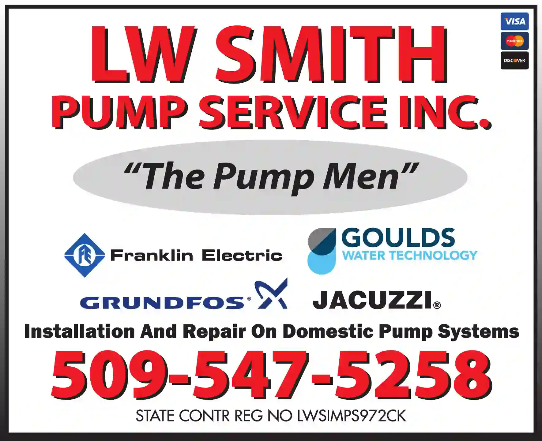 Pumps - Service & Repair print ad for LW Smith Pump Service Inc