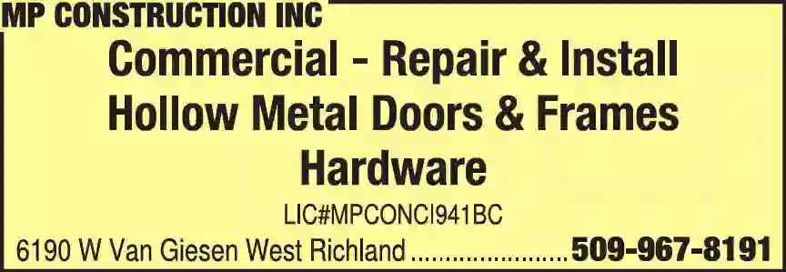 Doors - Repair print ad for MP Construction Inc