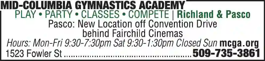 Gymnastics Instruction print ad for Mid-Columbia Gymnastics Academy