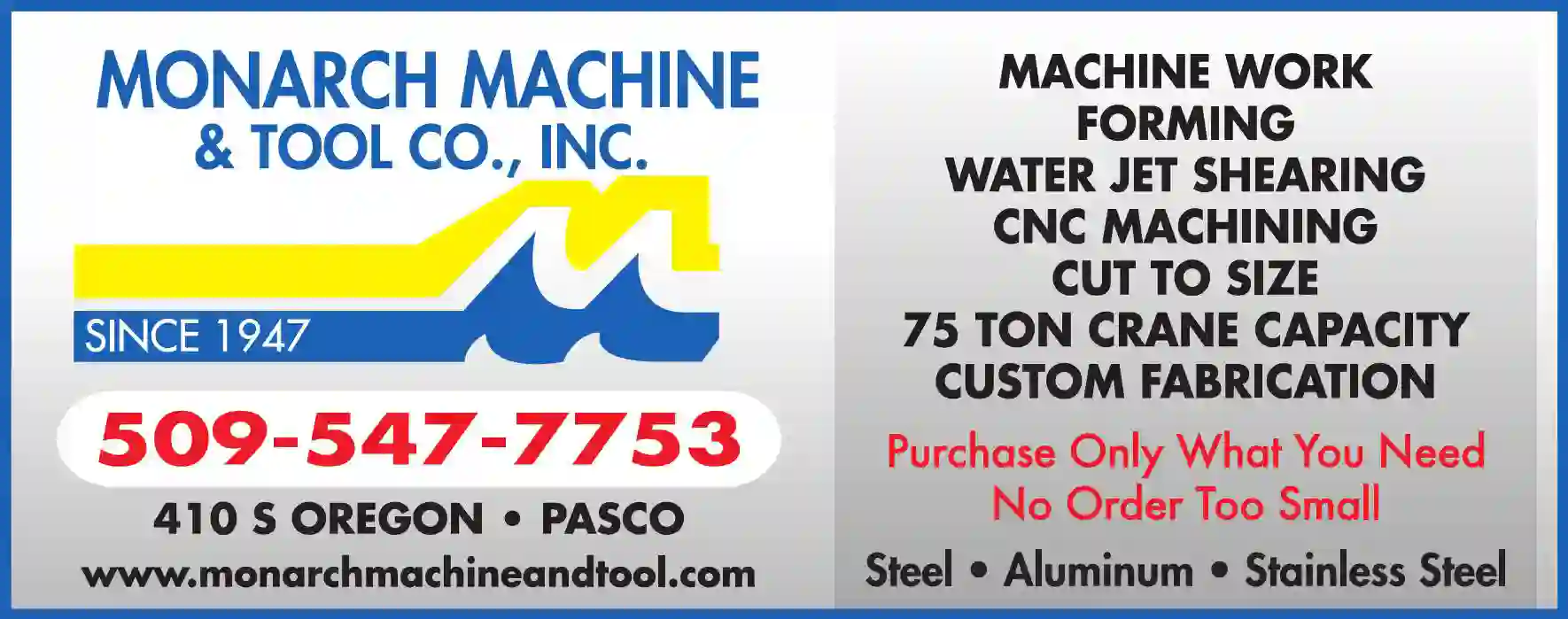 Machine Shops print ad for Monarch Machine & Tool Co Inc