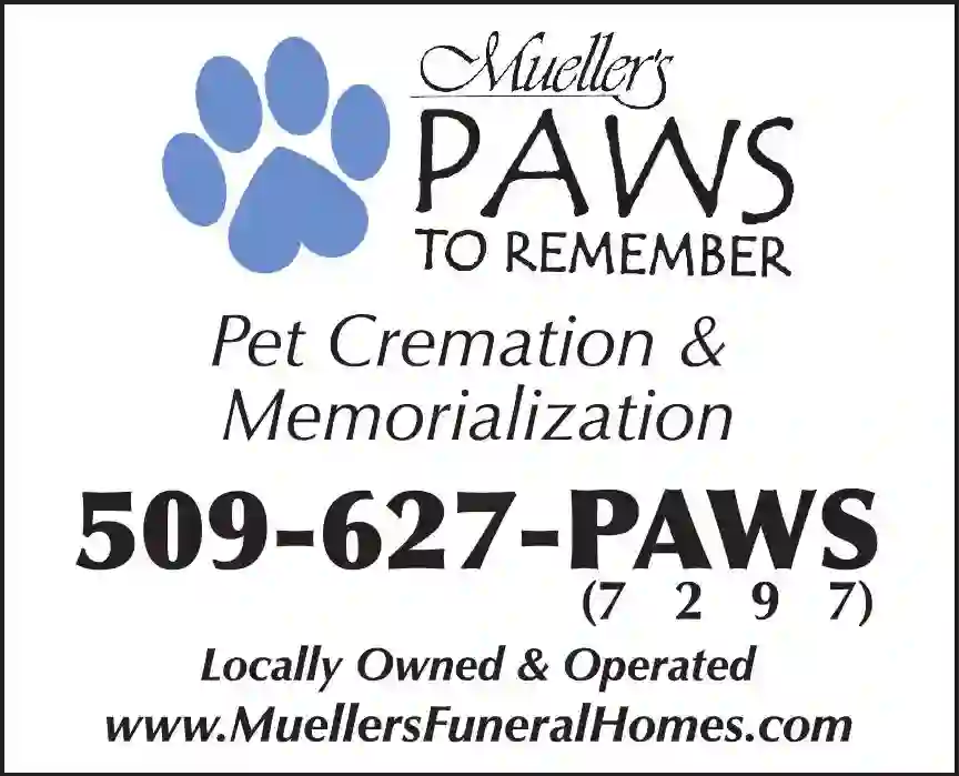 Pet Cemeteries, Crematories & Supplies print ad for Mueller's Paws To Remember