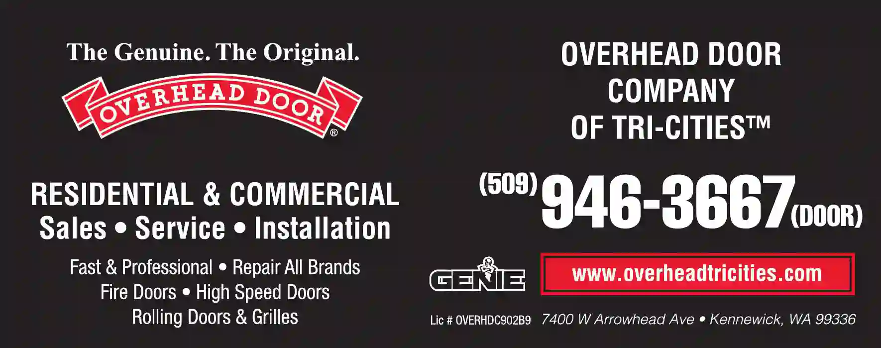 Garage Doors & Openers print ad for Overhead Door Company Of Tri-Cities
