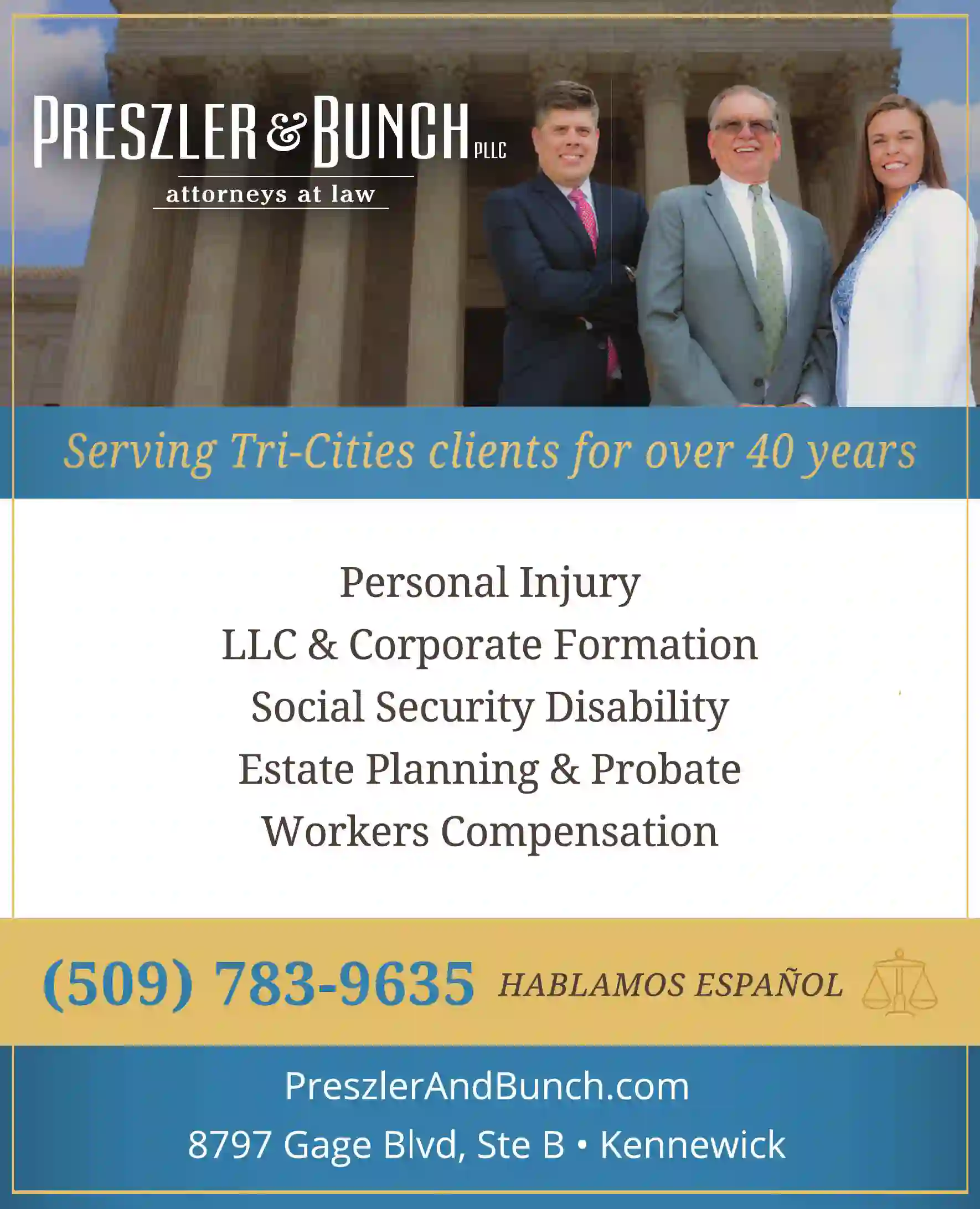 Attorneys print ad for Preszler & Bunch PLLC