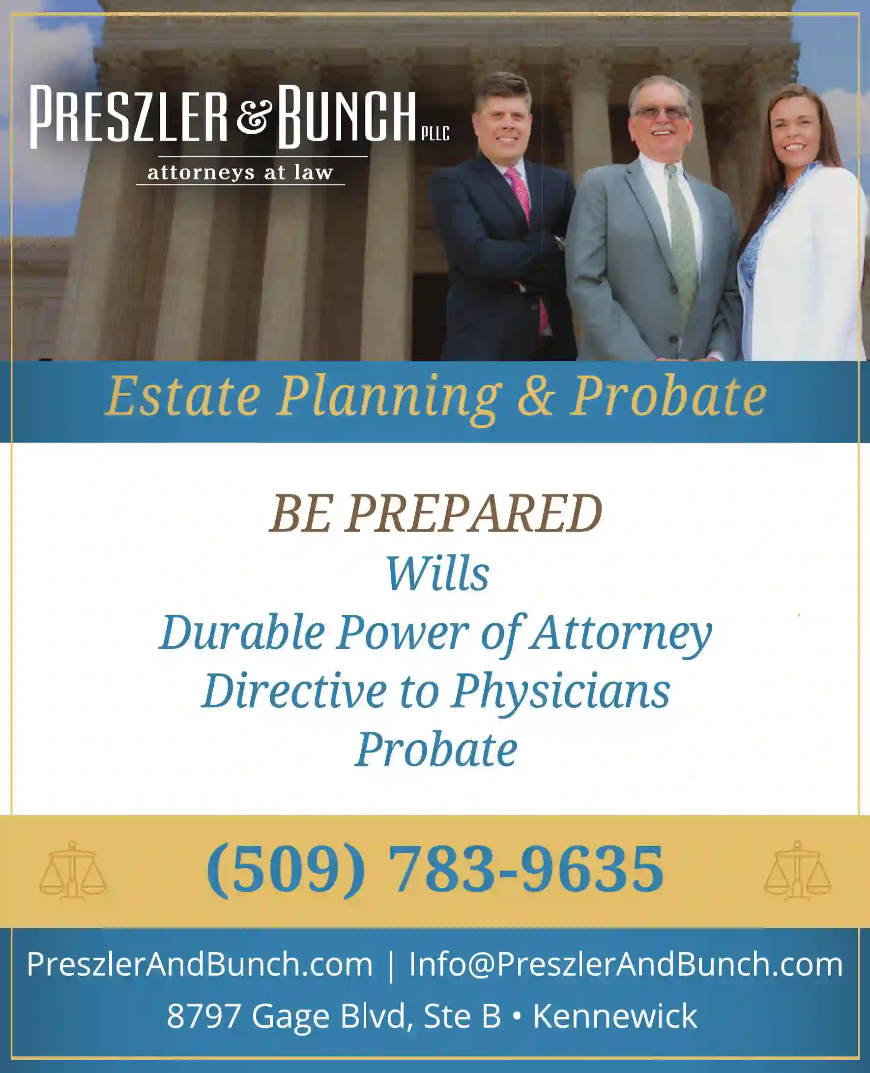 Attorneys - Wills, Probate, Trust & Estate Planning print ad for Preszler & Bunch PLLC