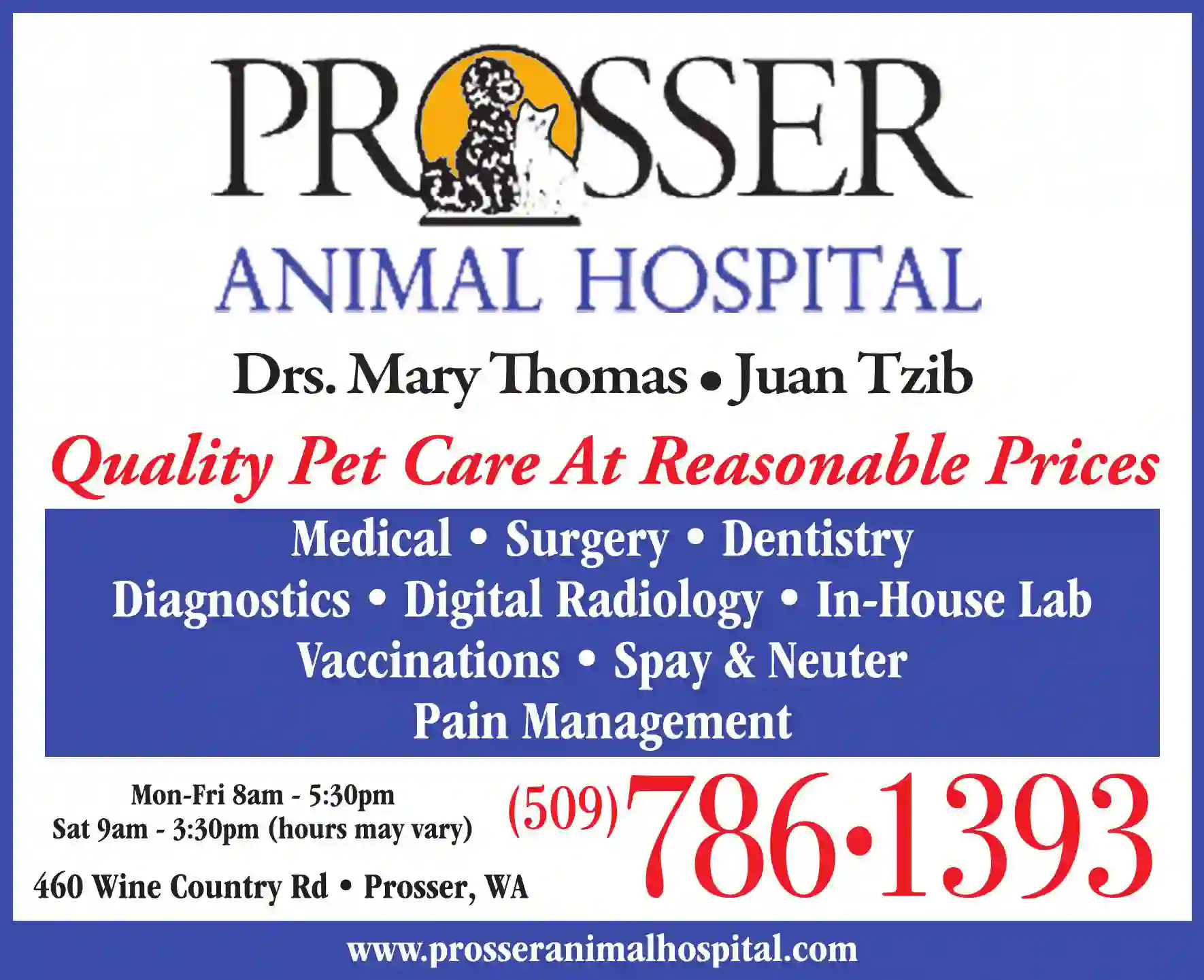 Veterinarians & Hospitals print ad for Prosser Animal Hospital