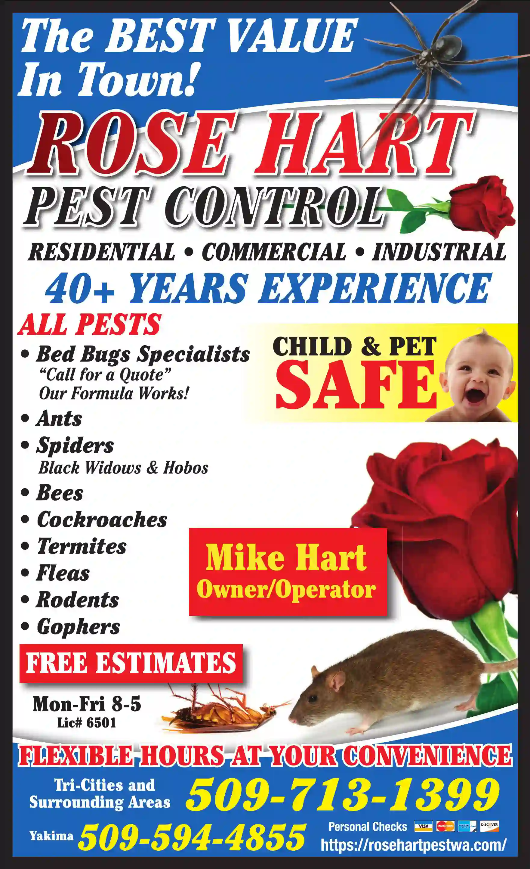 Pest Control Services print ad for Rose Hart Pest Control