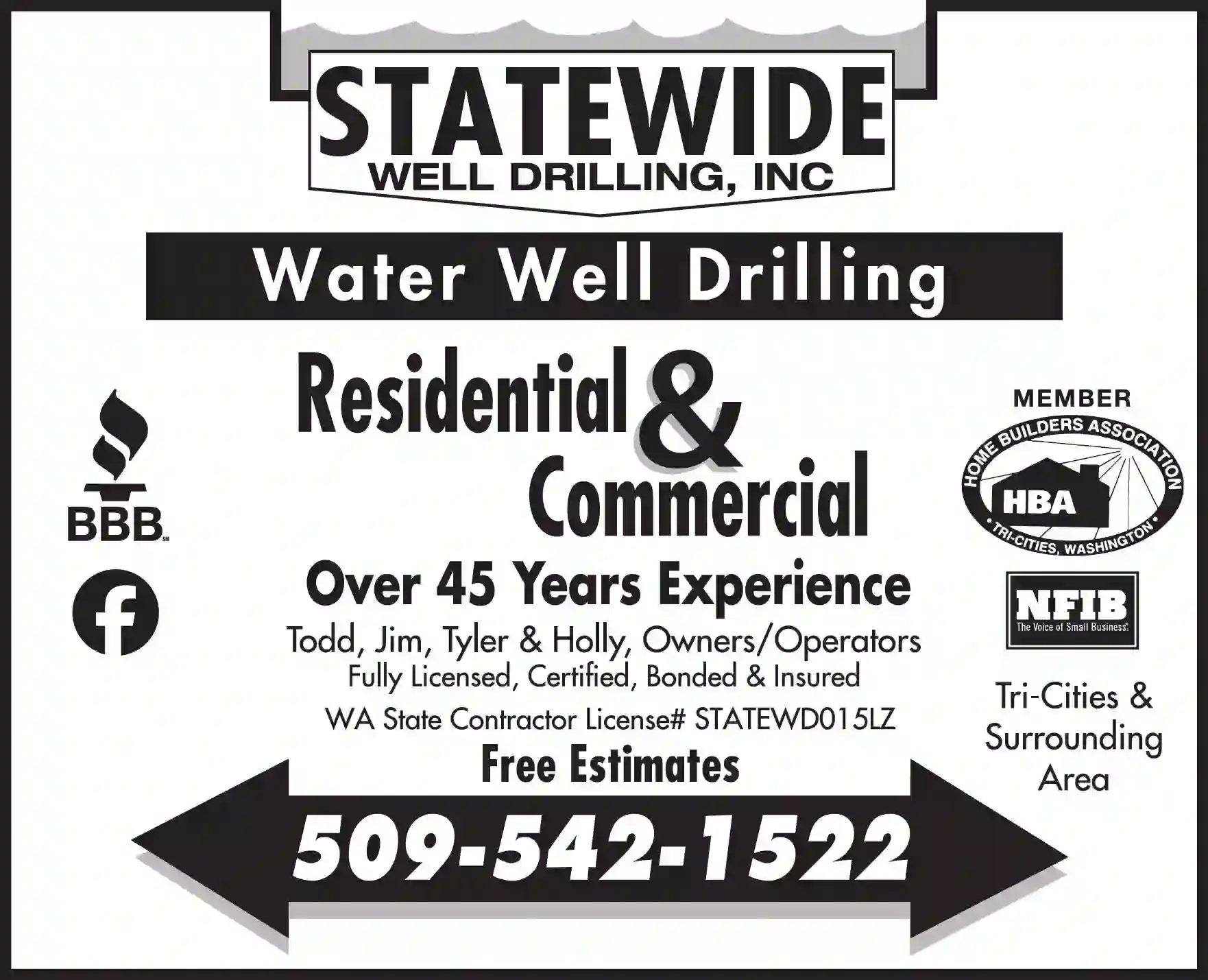 Well Drilling & Service print ad for Statewide Well Drilling Inc