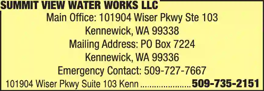 Water Companies - Utility print ad for Summit View Water Works LLC