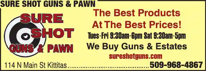 Guns, Accessories & Gunsmiths print ad for Sure Shot Guns & Pawn