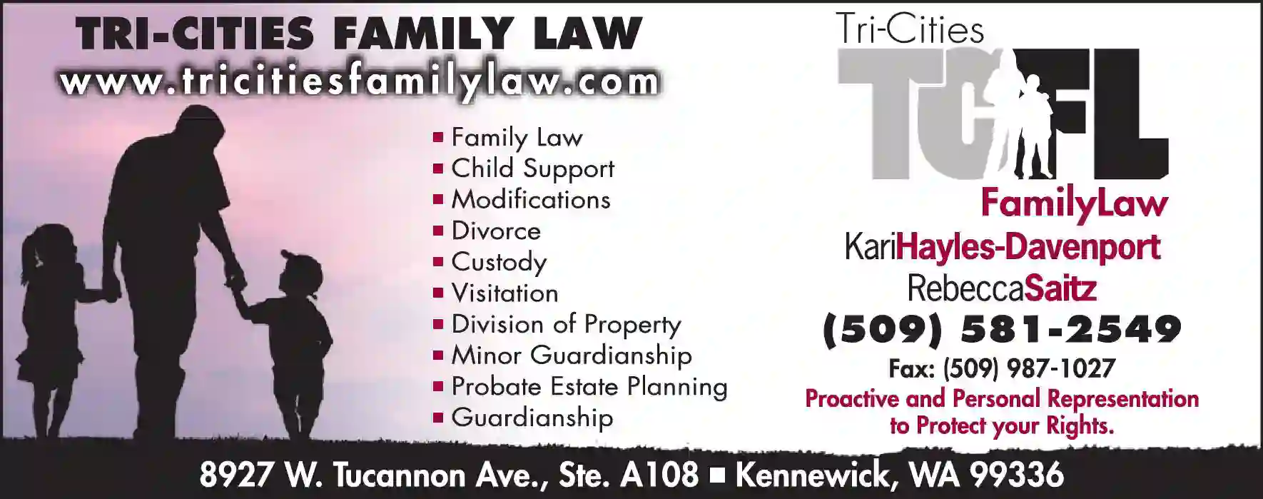 Attorneys - Divorce Adoption & Family Law print ad for Tri-Cities Family Law