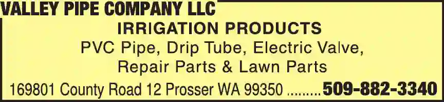 Irrigation Systems & Equipment print ad for Valley Pipe Company LLC