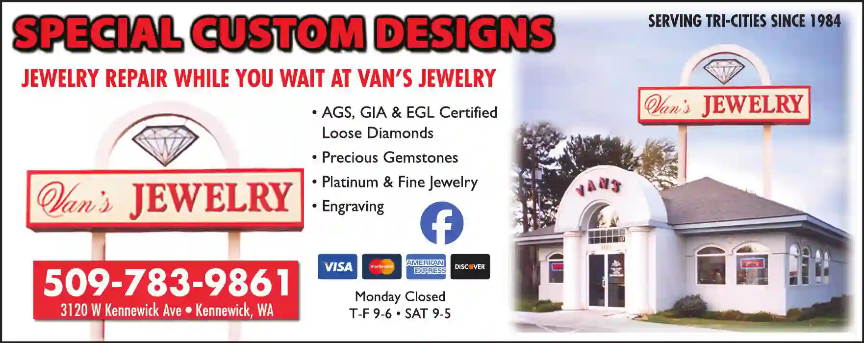 Jewelers - Retail print ad for Van's Jewelry