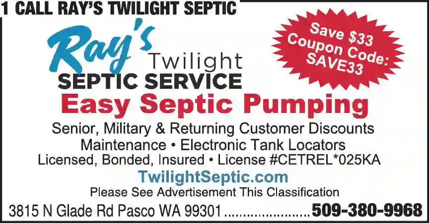 Septic Pumping print ad for 1 Call Ray's Twilight Septic