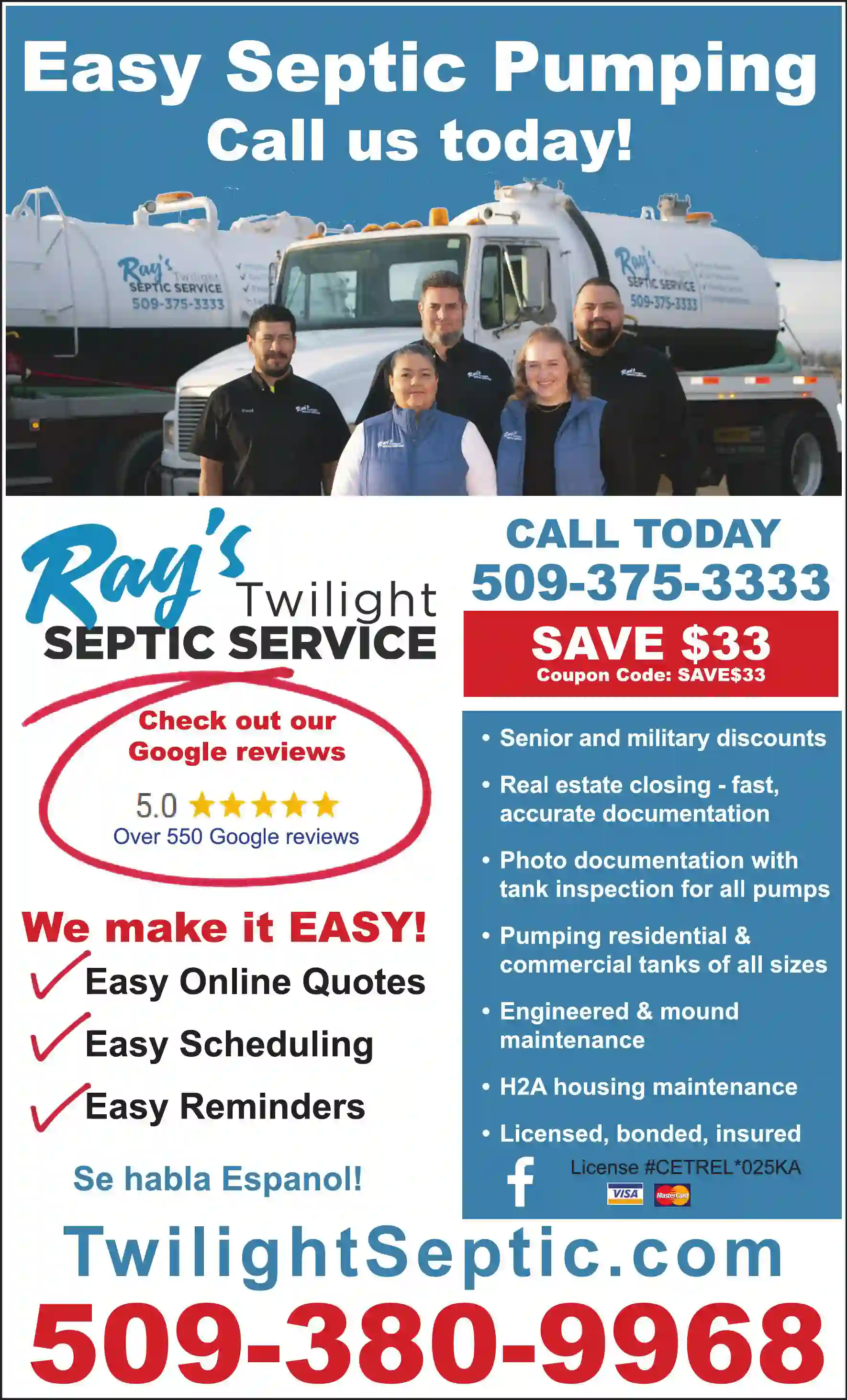 Septic Pumping print ad for Ray's Twilight Septic