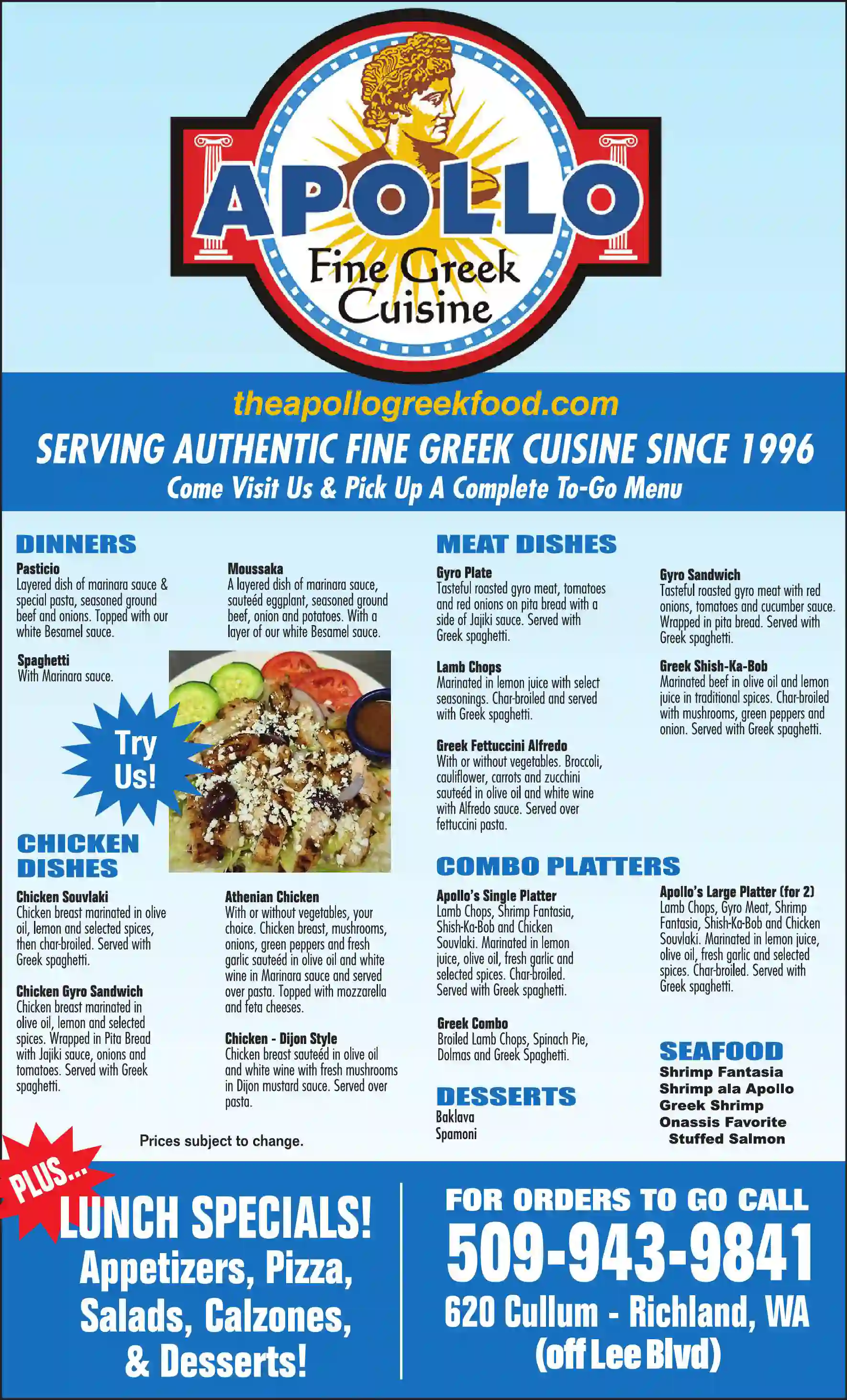 Restaurants print ad for Apollo Fine Greek Cuisine