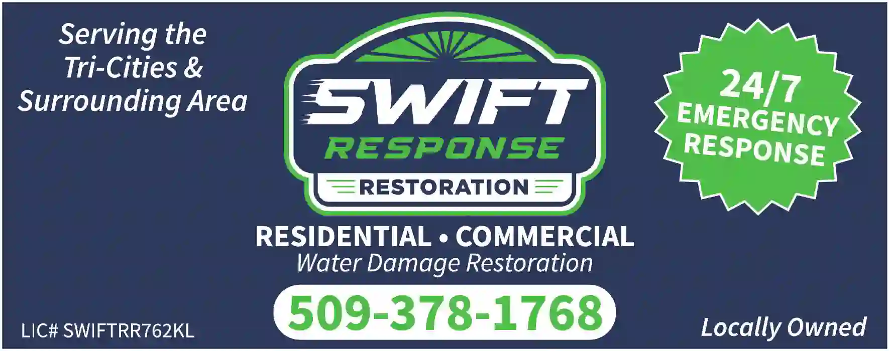 Water & Fire Damage Restoration print ad for Swift Response Restoration LLC