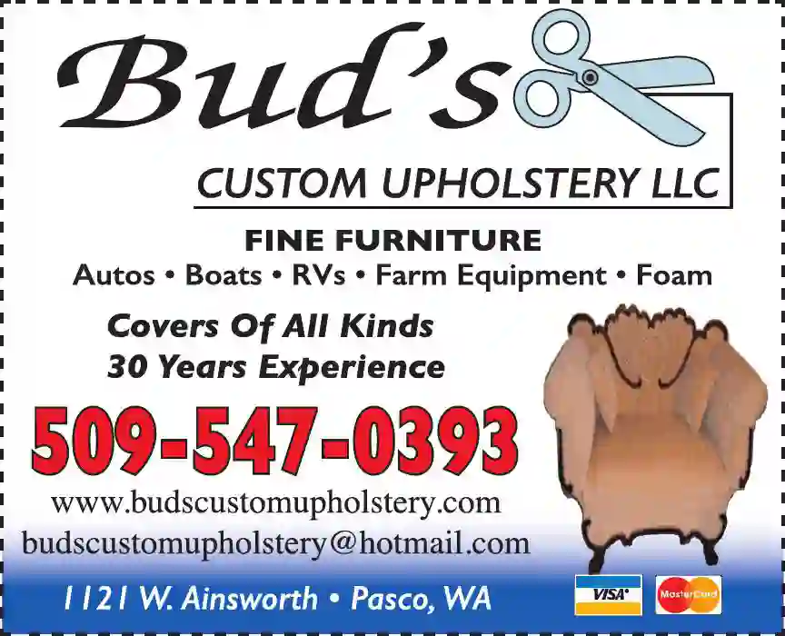 Upholsterers print ad for Bud's Custom Upholstery LLC