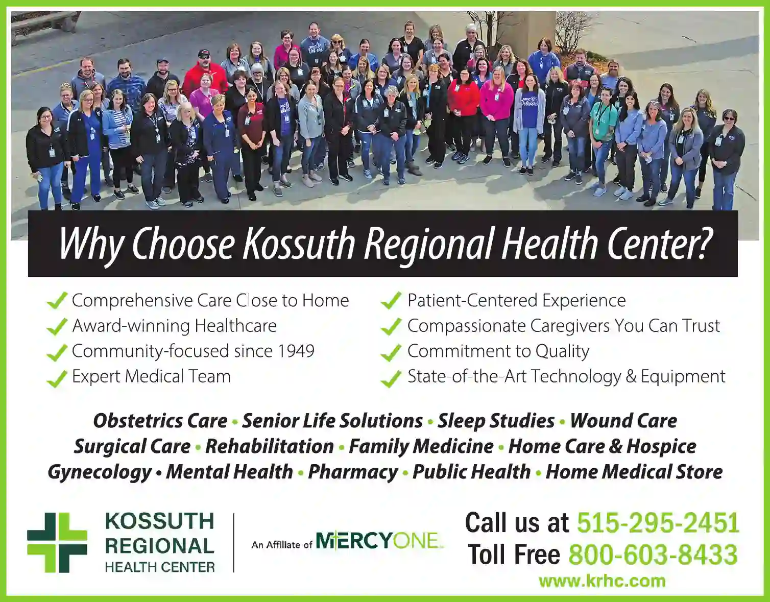 Physicians & Surgeons MD & DO print ad for Kossuth Regional Health Center