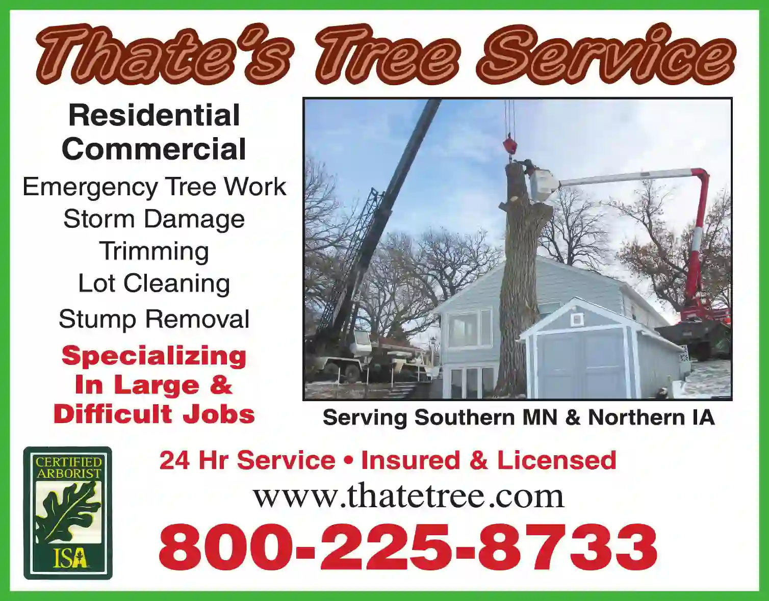 Tree Service print ad for Thate's Tree Service
