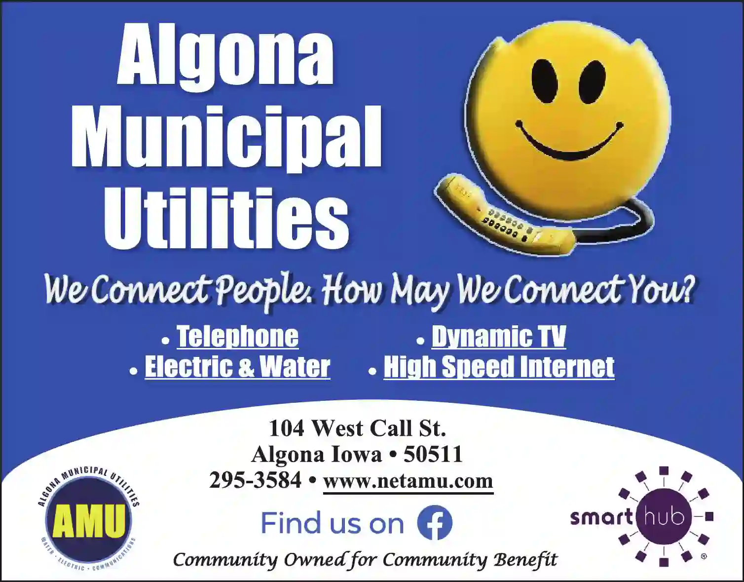 Telephone Companies print ad for Algona Municipal Utilities