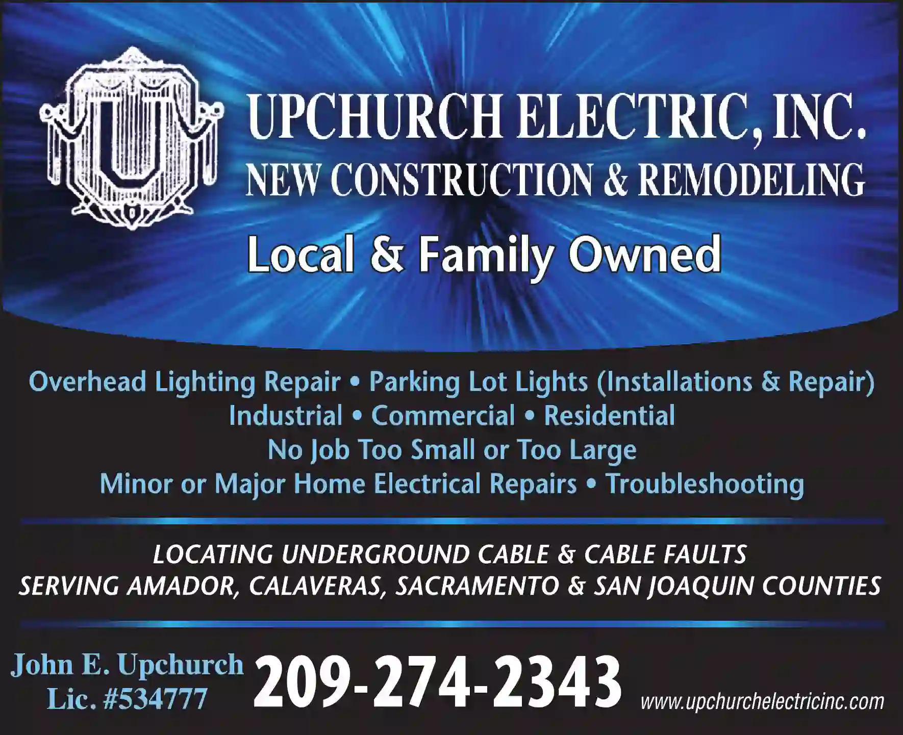 Electric Contractors print ad for Upchurch Electric Inc