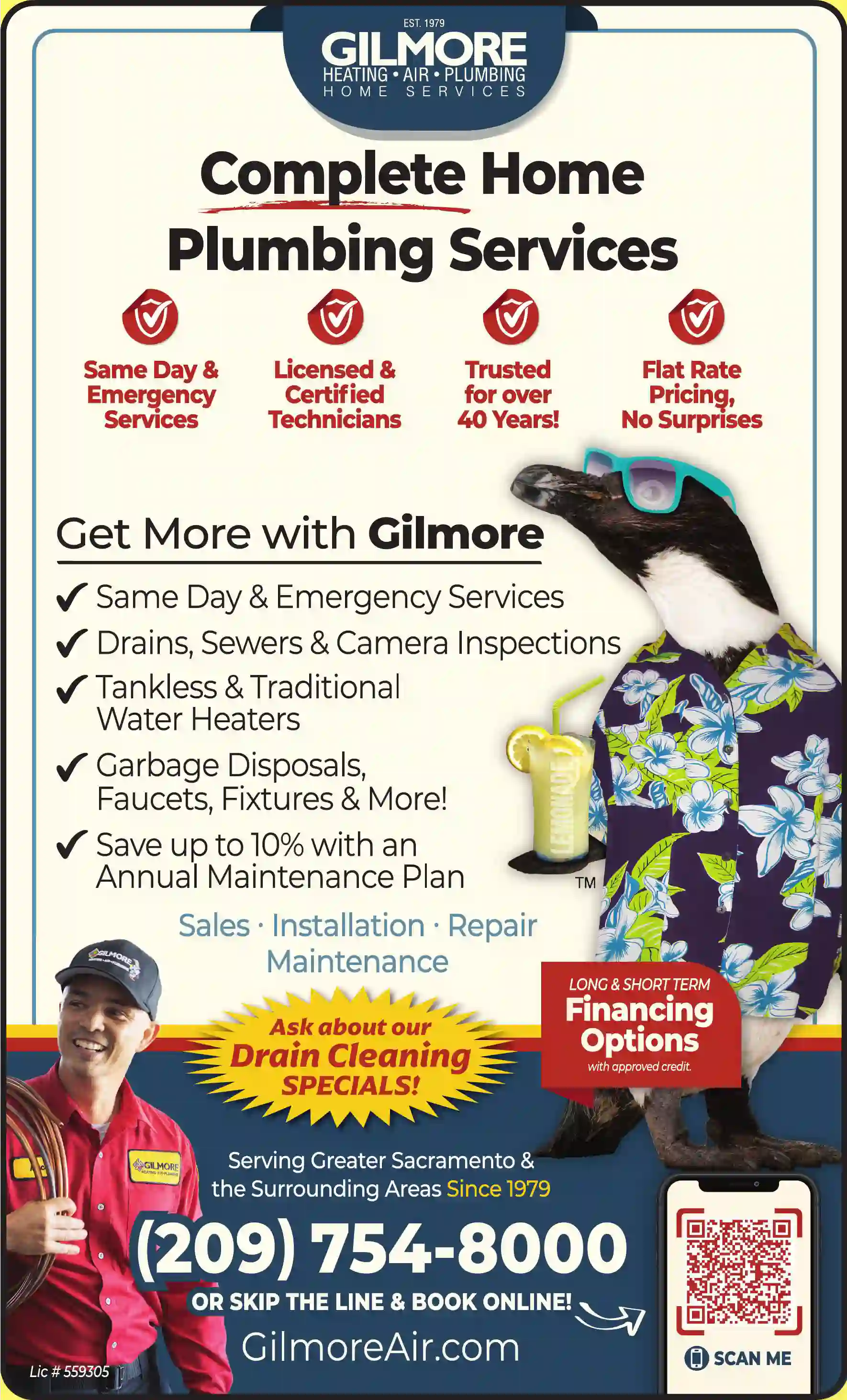 Plumbing Contractors print ad for Gilmore Heating & Air