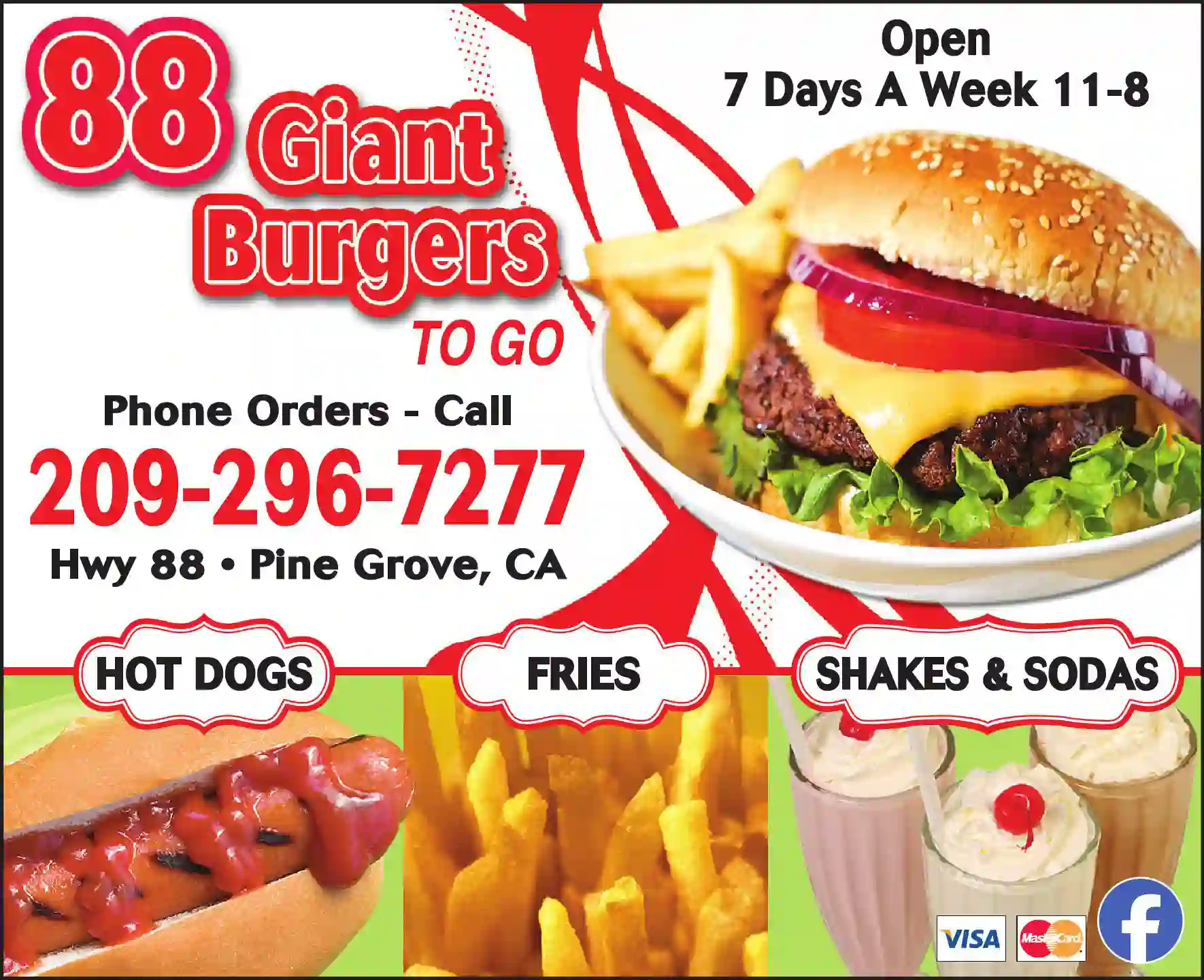 Restaurants print ad for 88 Giant Burgers