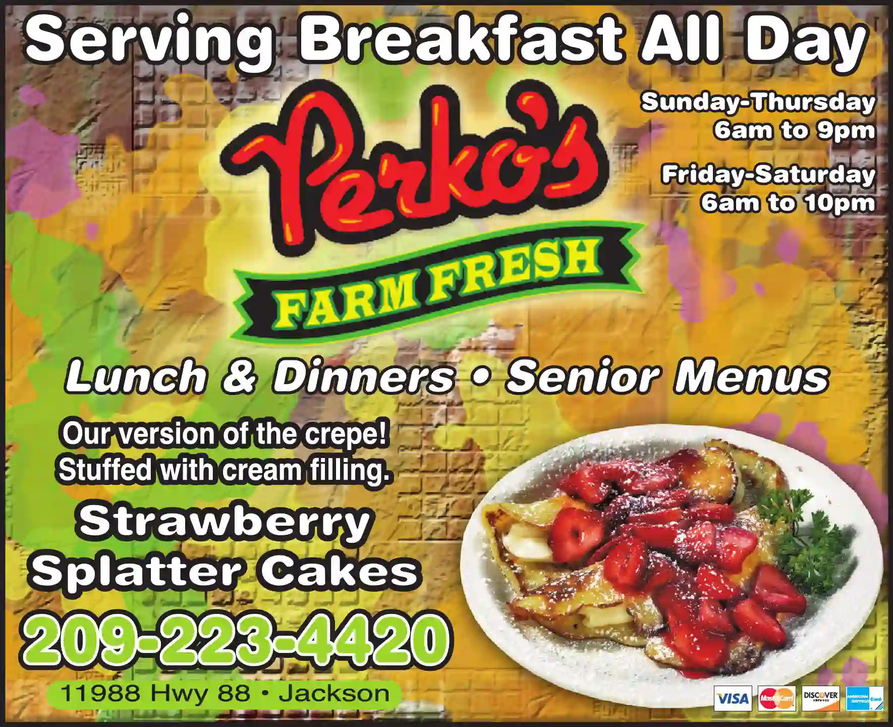 Restaurants print ad for Perko's Cafe & Grill