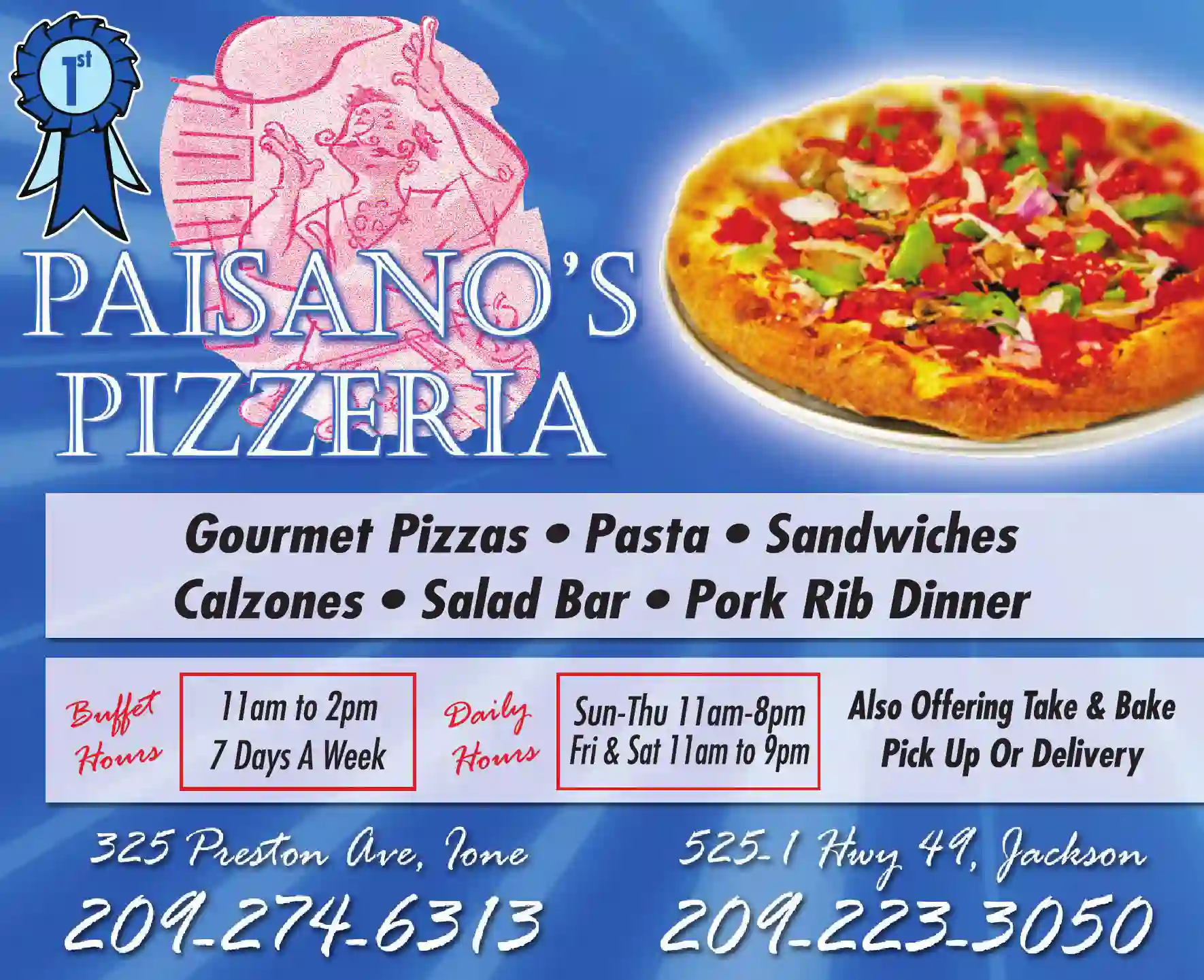 Restaurants print ad for Paisano's Pizzeria