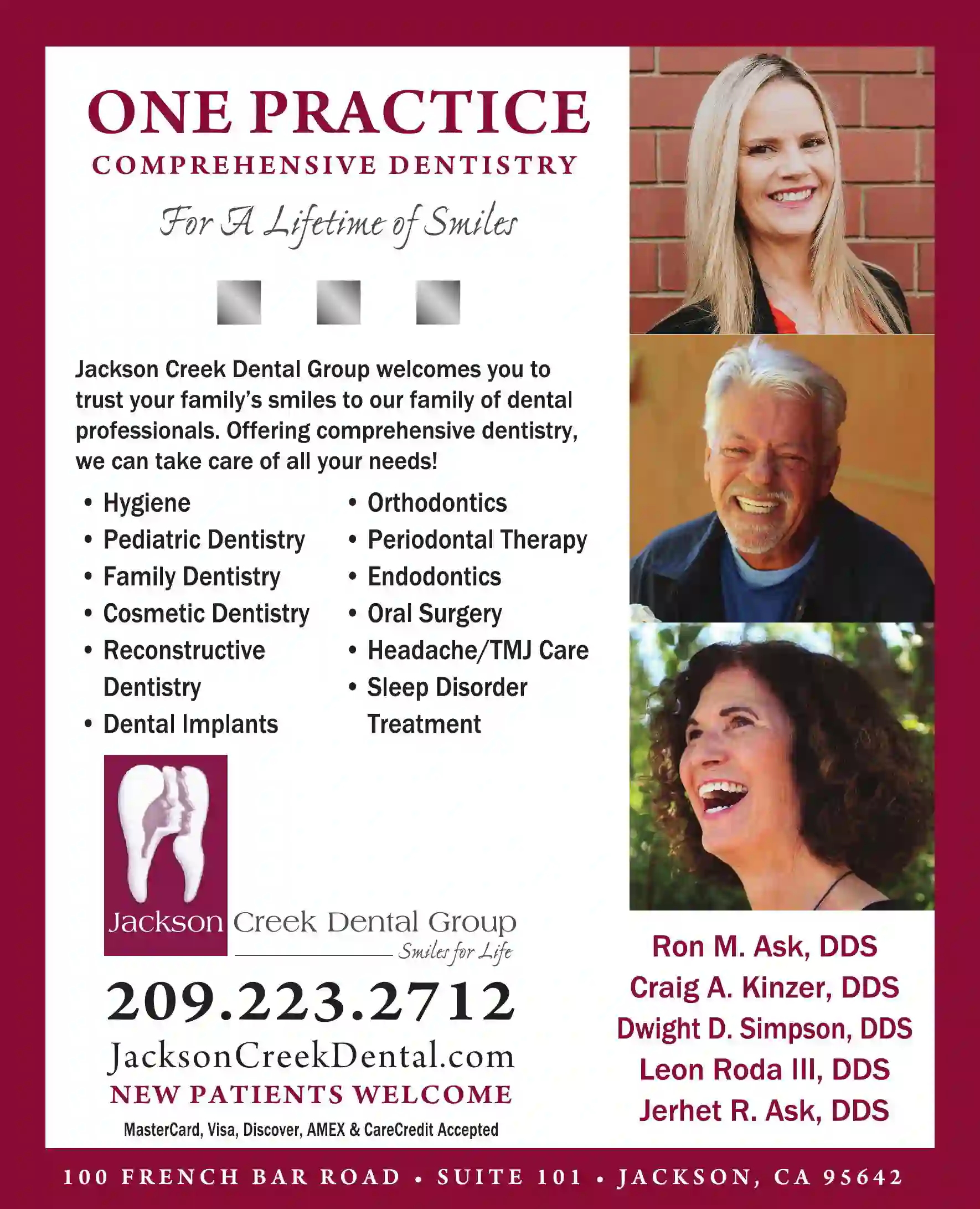 Dentists print ad for Jackson Creek Dental Group