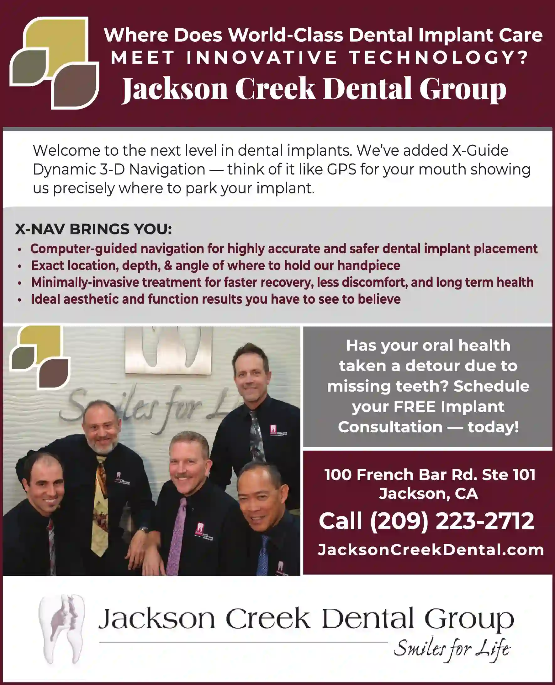 Dentists - Implants print ad for Jackson Creek Dental Group