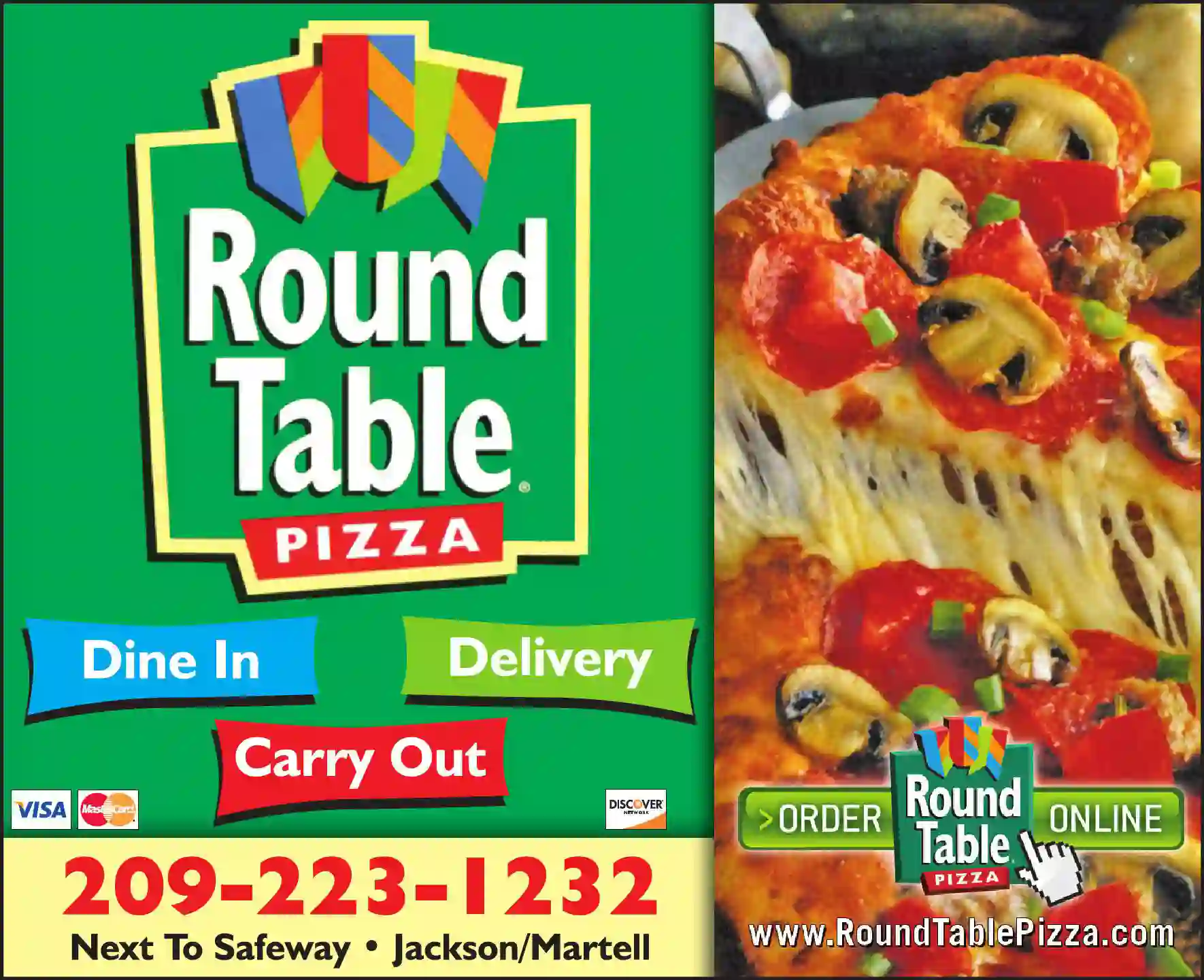 Restaurants print ad for Round Table Pizza