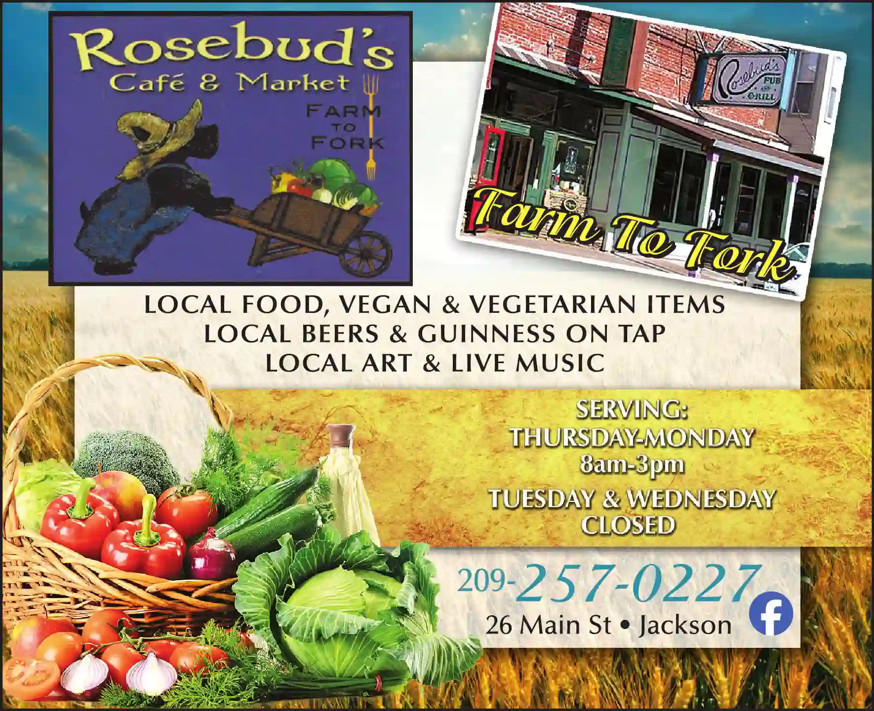 Restaurants print ad for Rosebud's Cafe