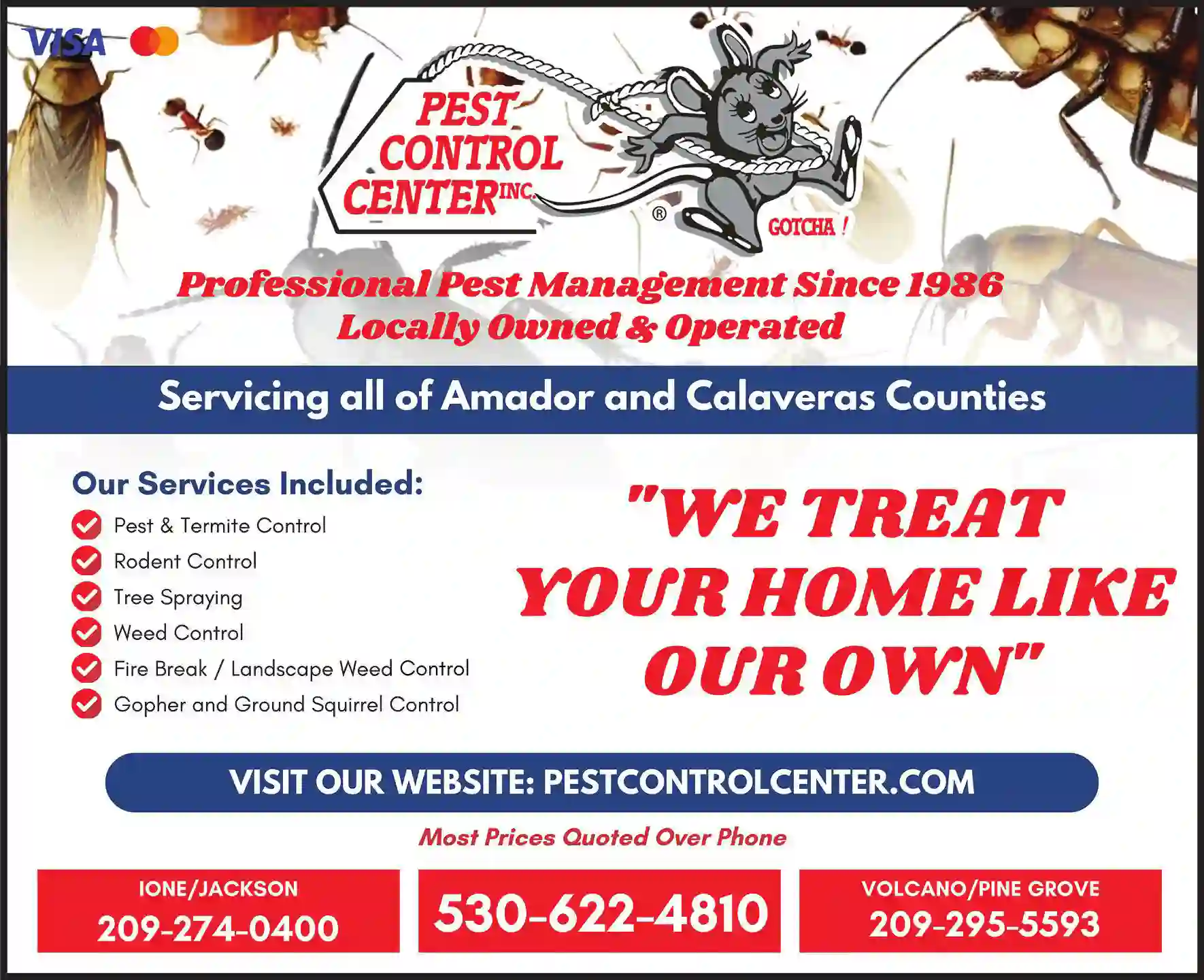 Pest Control Services print ad for Pest Control Center Inc