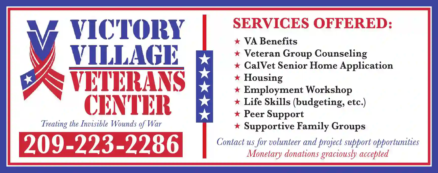 Veterans & Military Organizations print ad for Victory Village