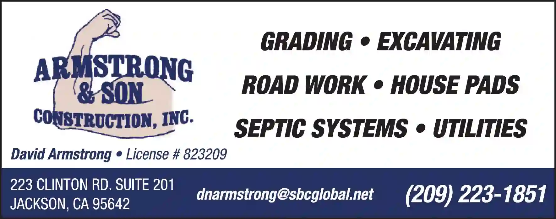 Excavating Contractors print ad for Armstrong & Son Construction Inc