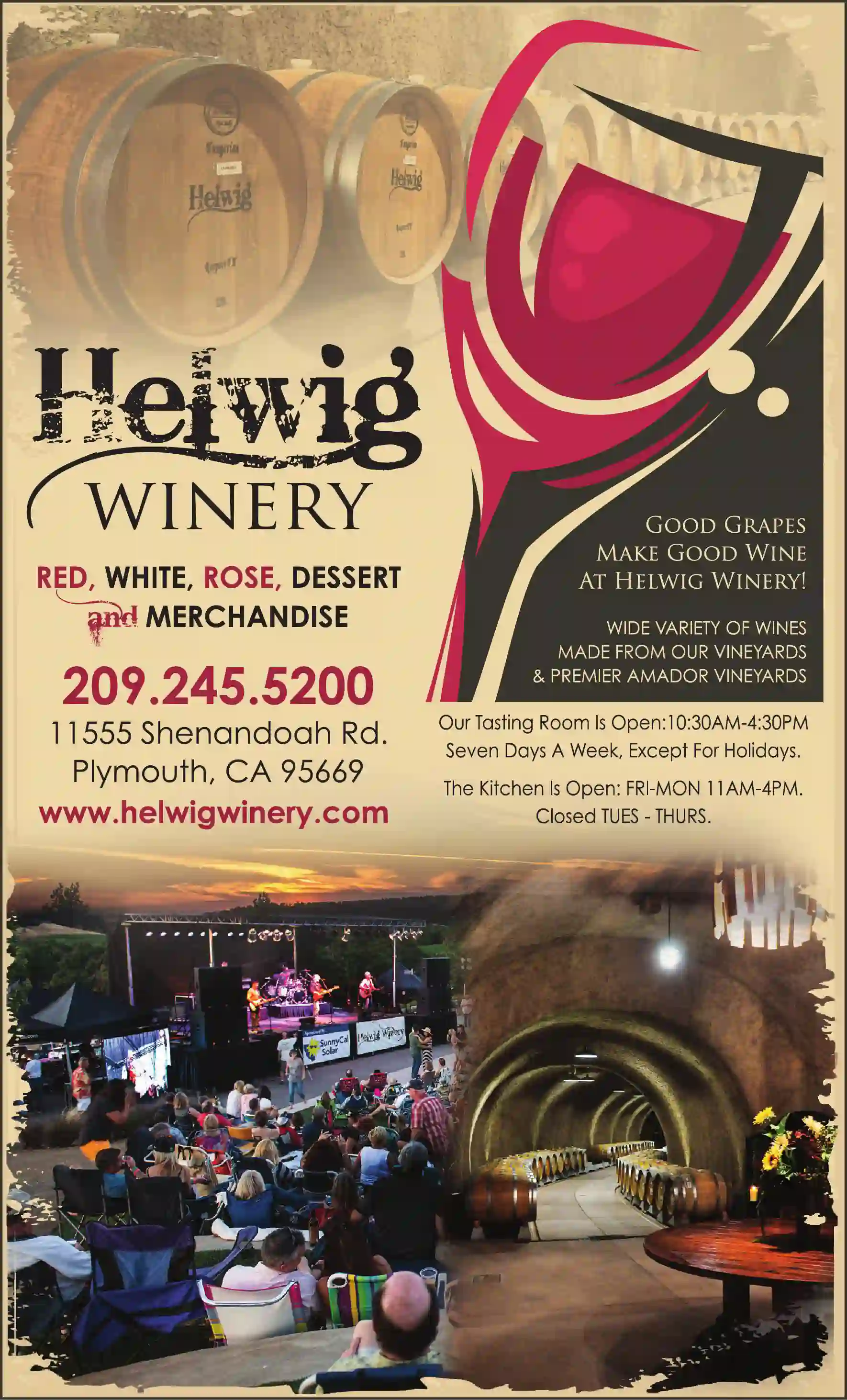 Wineries print ad for Helwig Winery