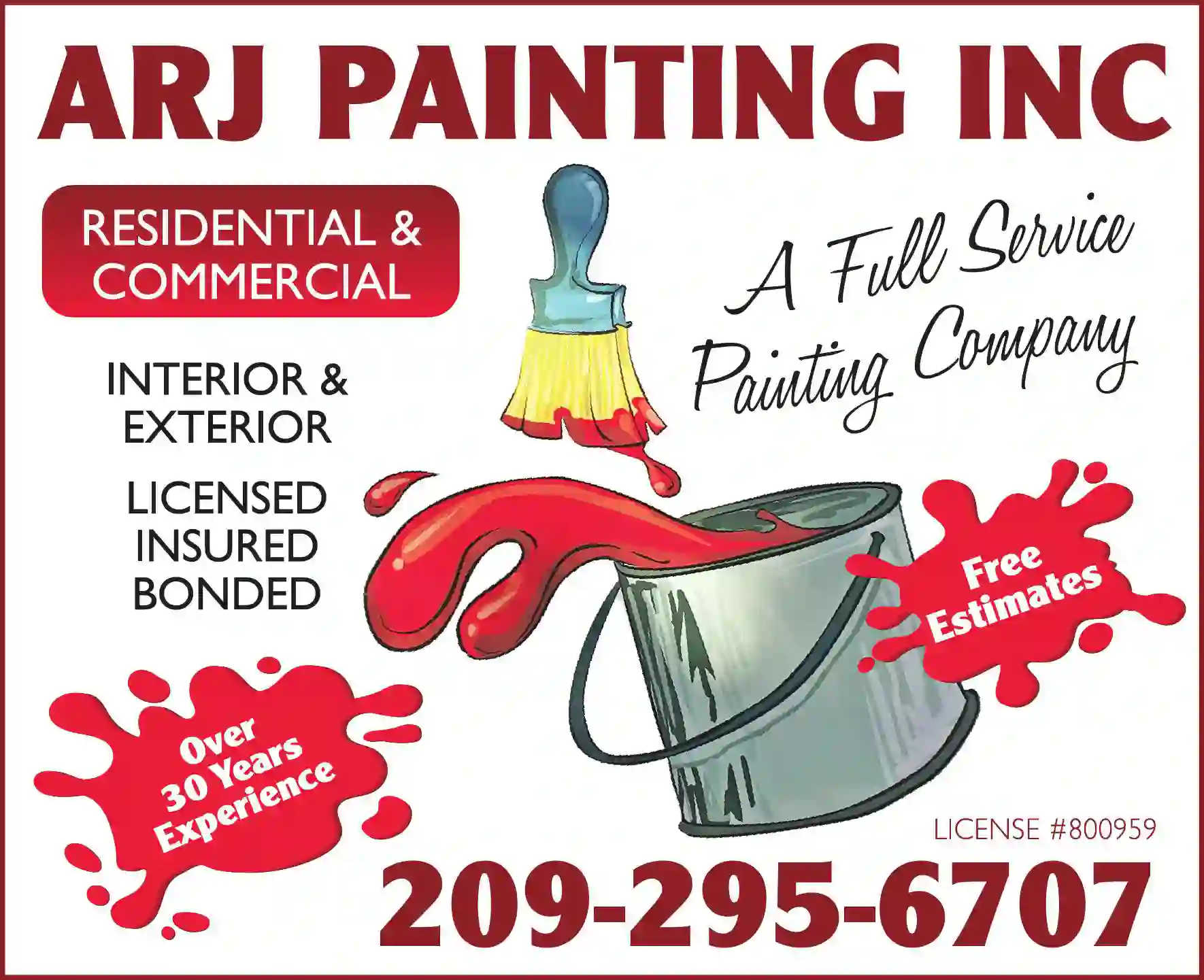 Painting Contractors print ad for ARJ Painting Inc