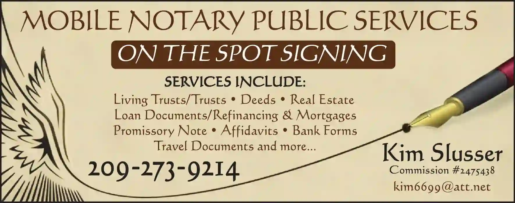 Notaries Public print ad for On the Spot Signing Mobile Notary Services