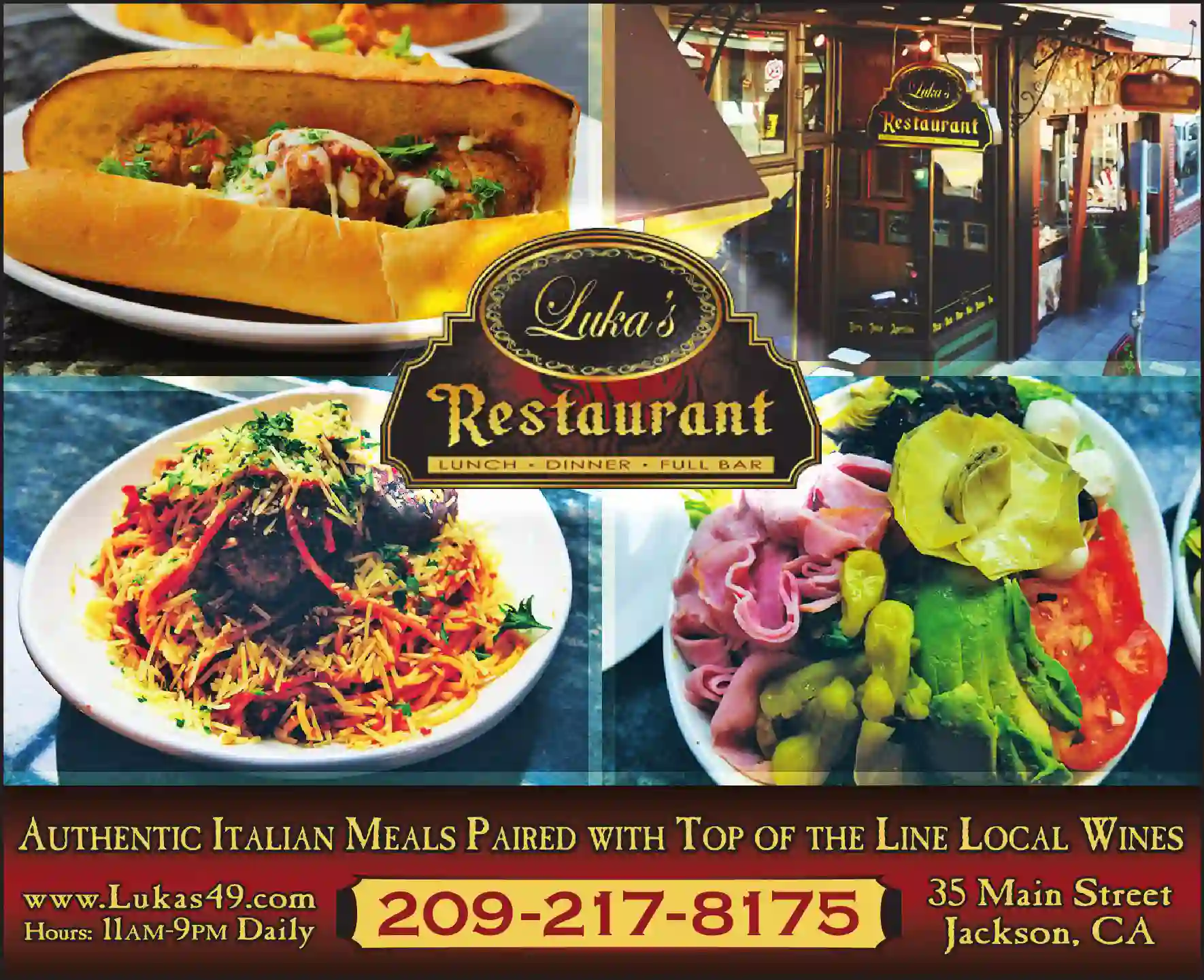 Restaurants print ad for Luka's Restaurant & Bar
